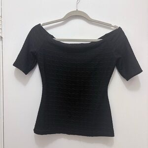 Guess Black Textured Knit Top